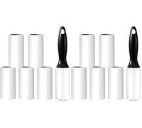 Vinabo Rodillo Quitapelos Mascotas, 1 Mango + 6 Rollos de Hojas Adhesivas, Rodillo Adhesivo para Ropa, Rodillo Quitapelusas para Ropa, Pelo, Sofá, Cama, Pelo de Gato y Perro - 60/Rollo (Paquete de 2)