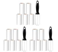 Vinabo Rodillo Quitapelos Mascotas, 1 Mango + 6 Rollos de Hojas Adhesivas, Rodillo Adhesivo para Ropa, Rodillo Quitapelusas para Ropa, Pelo, Sofá, Cama, Pelo de Gato y Perro - 60/Rollo (Paquete de 3)