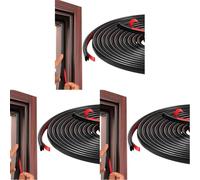 Vinabo Sello de Puerta de Ventana con Aislamiento en Frío Tipo D,Sello de Entrada,Tope de Tiro Goma Autoadhesivo para Aislamiento Acústico de Puerta (6m,Negro) (Paquete de 3)