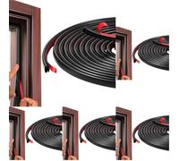 Vinabo Sello de Puerta de Ventana con Aislamiento en Frío Tipo D,Sello de Entrada,Tope de Tiro Goma Autoadhesivo para Aislamiento Acústico de Puerta (6m,Negro) (Paquete de 5)