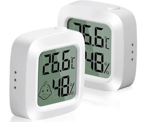 Vinabo - Termómetros pequeños para interiores digitales (2 piezas, alta precisión, con indicador de confort, para oficina, dormitorio de bebé, vestuario (Paquete de 5)