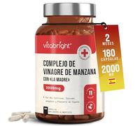 Vinagre de Manzana con la Madre | Cápsulas de 2000 mg | 2 Meses (180 Cápsulas) | Vinagre de Sidra Con 5 Cepas de Fermentos Lácticos, Especias Ecológicas e Inulina | VitaBright Apple Cider Vinegar