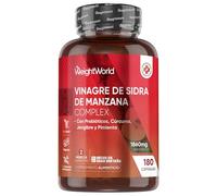 Vinagre de Sidra de Manzana 1860 mg - 180 Cápsulas con Probióticos, Cúrcuma, Jengibre y Pimienta de Cayena - Suplemento para 2 Meses de Suministro - Sin OGM y Apto para Veganos