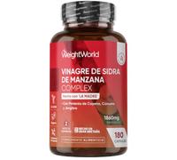 Vinagre de Sidra de Manzana 1860 mg - 180 Cápsulas para 2 Meses | con Probióticos, Cúrcuma, Jengibre y Pimienta de Cayena - Vegano, Sin OGM y Sin Estearato de Magnesio