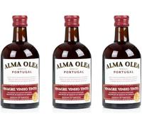 Vinagre de Vino Tinto - Pack de 3 Frascos de 500 ml - Condimento Sabroso y Versátil - Adecuado para Aliñar Ensaladas - Envejecido en Barricas de Roble - Producto Gourmet de Origen Portugués
