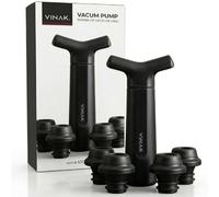 VINAK - Bomba de vacío para vino - Conservador de vino con 4 Tapones reutilizables | Sistema de sellado al vacío profesional con indicar de fecha | Conserva el sabor por más tiempo