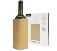 VINAK - Funda enfriadora de botellas de vino | Enfriador de vino con gel de calidad no-frost | Fabricada con 5 capas aislantes | Banda elástica inferior anticaída (Beis - Champagne)