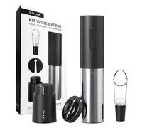 VINAK - KIT Wine Expert - Sacacorchos eléctrico recargable en acero inoxidable + tapón de vino de vacío + vertedor de vino y cortacápsulas | Diseño moderno | Abrebotellas sin esfuerzo
