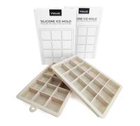 VINAK - Pack de 2 Cubiteras de Silicona Beige | 15 Cubitos por Bandeja | Molde Flexible Fácil Desmolde | Silicona Alimentaria LFGB sin BPA | Para Hielo, Whisky, Cócteles y Bebidas Frías