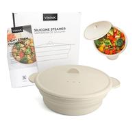 VINAK - Vaporera de silicona para microondas y horno | Estuche de vapor plegable de 1200 ml. Papillote de silicona | Cocina al vapor de forma rápida y saludable, fácil de limpiar en lavavajillas.