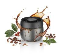 VINATO 0.4L Bote Café Hermético, Recipiente Hermético de Vacío en Acero Inoxidable, Recipiente para Café en Grano y Molido, Protege de Luz y Olores (Negro)