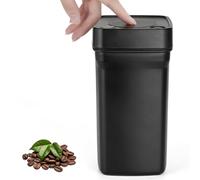 VINATO 1.2L Bote Café Hermético al Vacío de Acero | Recipiente rectangular para café en grano y molido, cacao y té (Negro)