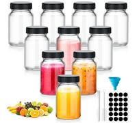 VINATO - 10 Unidades Tarros de Cristal con Tapa Hermética de 60ml, Botes Pequeños de Cristal Transparente para Alimentos, Incluye Accesorios (Etiquetas, Frasco, Cepillo)