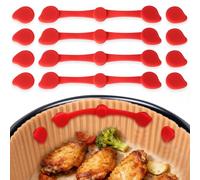 VINATO 12 Piezas Hebilla de Silicona Magnética para Freidora de Aire, Imanes Resistentes al Calor, Accesorio Magnético para Sujetar Papel de Hornear en Freidora de Aire (Rojo)