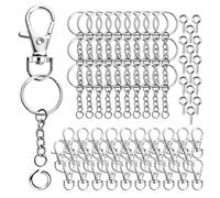 VINATO 150 Piezas Anillas Llaveros con Cadena, Anillos Abiertos, Mosquetones con Junta Giratoria y Pasadores de Tornillo, Kit Manualidades de Metal para Creación DIY de Llaveros y Bisutería (Plateado)