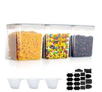 VINATO 2.5L Botes de Cocina 3 Piezas - Recipientes Herméticos Sin BPA con 24 Etiquetas y 3 Tazas Medidoras, Ideales para Cereales y Harina