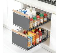 VINATO 2 Paquetes Cajones Extraíbles Para Cocina, Bandeja Extraíble para Cocina con Guías, Organizador de Armario, Cesta Deslizante para, sin taladrar ni clavar