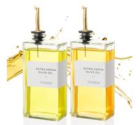 VINATO 2 Piezas 500ml Botella Aceite de Cristal, Con Embudo*1, Etiquetas*36, Aceitera y Vinagrera Botella Aceite Rellenable Para Cocina Y Bar
