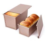VINATO 2 Piezas Molde Pan Horno, (21×12×11,7cm +19×9,5×8cm), De Acero Al Carbono, Molde Para Pan Con Tapa Antiadherente, Ideal Para Tostadas, Brotbackform