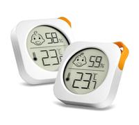 VINATO 2Pcs Mini Higrómetro Termómetro Interior, Higrometro Digital con Pantalla LED, Logo de Confort Termometro Digital Casa para Termometro Ambiental para Hogar Oficina Dormitorio Jardín (Blanco)