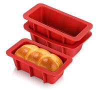 VINATO 3 Piezas Moldes Silicona Rectangular Moldes de Silicona Reposteria Antiadherente Molde Silicona Bizcocho Horno, Molde Rectangular Moldes Reposteria Para Hornear Pan, Pasteles, Rojo
