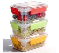 VINATO 3 x 750ml Contenedores Herméticos para Alimentos, Envases Herméticos de Plástico para Almacenamiento de Alimentos Sin BPA apilables y Aptos para Microondas y Lavavajillas