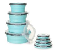 VINATO 4 Pcs Recipientes de Silicona Plegable, Fiambreras Sin BPA - Recipientes Herméticos para Alimentos para Camping/Cocina, Microondas/Lavavajillas/Congelador