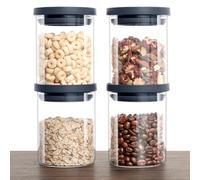 VINATO 4 Tarros de Cristal con Tapa - Botes Cocina Almacenaje Herméticos, Set de Tarros Cristal para Frutos Secos y Especias, 380ml, Sin BPA