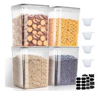 VINATO 5.2L Botes de Cocina 4 Piezas - Recipientes Herméticos Sin BPA con 24 Etiquetas y 4 Tazas Medidoras, Ideales para Cereales y Harina