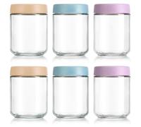 VINATO 6 Piezas Tarros de Cristal con Tapa 480ml, Tarros Cristal Herméticos, Botes con Tapa, Overnight Oats Jar, Frascos Alimentación