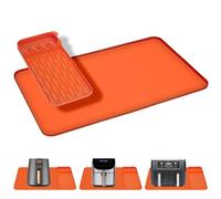VINATO Alfombrilla Resistente al Calor para Freidora de Aire, 65x40cm Alfombrilla Ignífuga de Silicona, Base Ignífuga Antideslizante, Protección Encimera Cocina para Freidora Aire Cafeteras(Naranja)