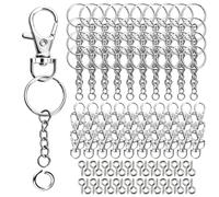 VINATO Anillas Llaveros con Cadena, Anillos Abiertos, Mosquetones con Junta Giratoria y Pasadores de Tornillo, Kit Manualidades Metal para Creación DIY de Llaveros y Bisutería (Plateado)
