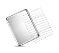 VINATO Bandeja Horno Acero Inoxidable 40,5×30,5×2,5 cm - Bandeja Universal para Horno 304, Baking Tray con Rejilla
