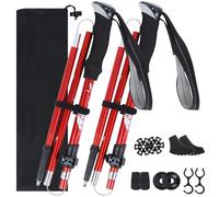 VINATO Bastones de Senderismo Plegables, 2 Unidades, Bastones de Trekking Ajustables 110-130cm con Aleación de Aluminio 7075, Incluye Funda y Accesorios para Nordic Walking, Rojo