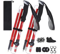 VINATO Bastones de Trekking Plegables - Set de 2, Aleación de Aluminio 7075, Ligeros, Ajustables 110-130 cm, con Funda y Accesorios, Rojo