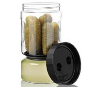 VINATO Bote para Aceitunas con Escurridor Capovolteable, 930 ml Recipiente Encurtidos Hermético, Sin BPA, Apto Lavavajillas, Tarro de Cristal para Aceitunas, Jalapeños, Encurtir Encurtidos