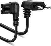 VINATO Cable de Alimentación 2 Polos 3M, Enchufe Europeo Ángulo 90° con Toma C7, Cable Eléctrico para TV Monitor PC Altavoces Impresoras