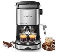 VINATO Cafetera Espresso 15 Bar | Espumador de Leche Profesional INTEGRADO | Ultracompacta (17cm Ancho) | Función Doble Taza & Calentamiento Rápido | Para Cappuccino, Latte - Incluye 2 Filtros