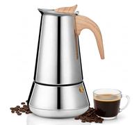 VINATO Cafetera Italiana 6 Tazas (350ml) Moka Acero Inox para Inducción & Todas Cocinas, para Café Aromático en Casa y Exteriores