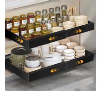 VINATO Cajones Extraibles Para Cocina, CajóN Deslizante Adhesivo, Ancho Ajustable Extraible Mueble (32-52cm An X 42 Cm F X 7.5 Cm Al), Gavetas Deslizantes Para Armarios, Negro