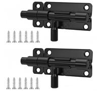 VINATO Cerrojo de Puerta, 4 Pulgadas Cerrojo de Seguridad para Puerta Interior y Exterior, Pestillo de Seguridad Sin Agujeros, Slide Lock de Acero Inoxidable 304 para Casa, Armarios, Ventanas, Negro