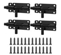 VINATO Cerrojo de Puerta, 4 Pulgadas Cerrojo de Seguridad para Puerta Interior y Exterior, Pestillo de Seguridad Sin Agujeros, Slide Lock de Acero Inoxidable 304 para Casa, Ventanas, 4 Piezas, Negro