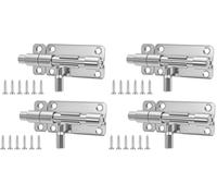 VINATO Cerrojo de Puerta, 4 Pulgadas Cerrojo de Seguridad para Puerta Interior y Exterior, Pestillo de Seguridad Sin Agujeros, Slide Lock de Acero Inoxidable 304 para Casa, Armarios, Ventanas, Plata