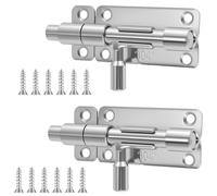 VINATO Cerrojo de Puerta, 4 Pulgadas Cerrojo de Seguridad para Puerta Interior y Exterior, Pestillo de Seguridad Sin Agujeros, Slide Lock de Acero Inoxidable 304 para Casa, Armarios, Ventanas, Plata