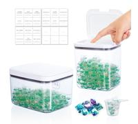 VINATO Contenedor Detergente Polvo Juego de 2,Pastillas Lavadora Caja de Almacenamiento de Plástico,Dosificador Detergente Lavadora