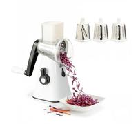 VINATO Cortador de Verduras Multifunción con Mango Giratorio, 3 Cuchillas de Acero Inox 430 Intercambiables (Rallar/Cortar/Triturar), Base de Ventosa - Sin BPA, ABS Alimentario