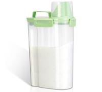VINATO Dosificador Detergente Líquido y en Polvo 2500ml (2.5L), Organizador de Lavandería y Cocina, Contenedor Hermético para Pienso con Taza Medidora, Tapón Verde, Transparente