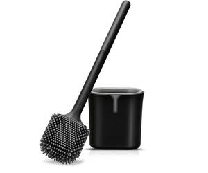 VINATO Escobilla de Baño, Escobilla Silicona con Soporte, Escobilla Baño WC Negra, Cepillo WC