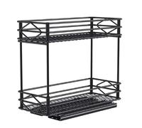 VINATO Especieros Para Cocina, Organizador Deslizante de Especias de 2 Niveles, Estante para Especias con Guías, Organizador de Especias Cocina para Armario (26x11x22,3 cm)