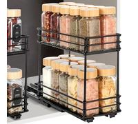VINATO Especieros Para Cocina, Organizador Deslizante de Especias de 2 Niveles, Estante para Especias con Guías, Organizador de Cocina para Armario (26x11x22,5 cm)